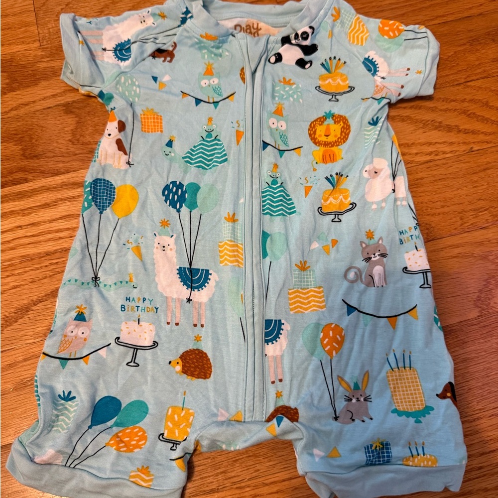 Little Sleepies Blue and Orange Birthday Shorty